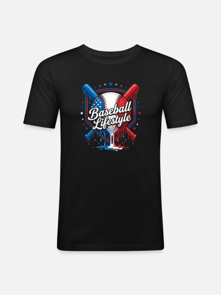 Patriotisches Baseball-Lifestyle-Design - Männer Slim Fit T-Shirt - Schwarz