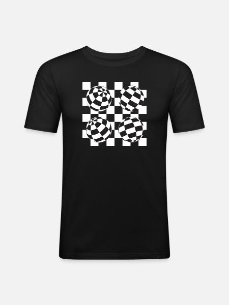 Spherical Checkered Illusion - Men's Slim Fit T-Shirt - black