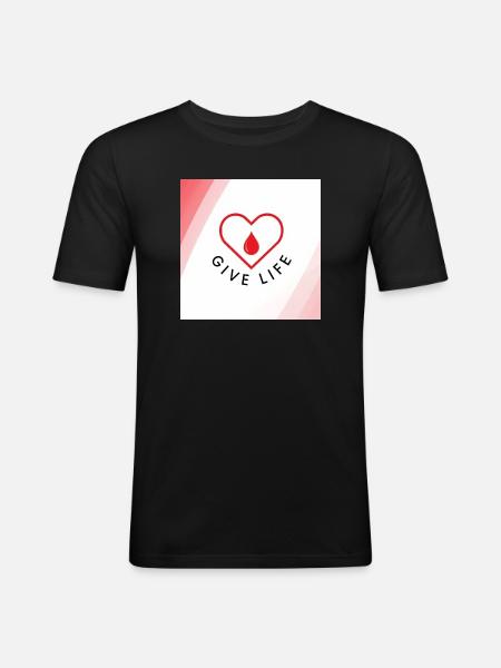 Schenken Sie Leben: Blutspenderherz - Männer Slim Fit T-Shirt - Schwarz