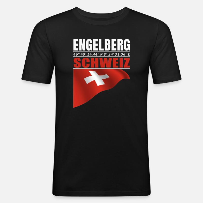 Engelberg - Männer Slim Fit T-Shirt - Schwarz