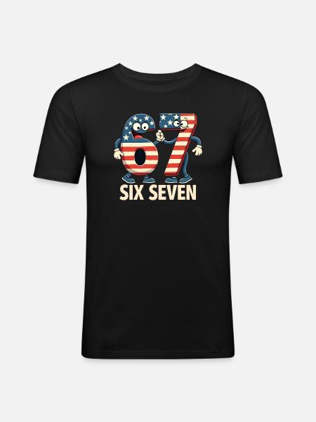 US Flag 67 Memes Six Seven - Men's Slim Fit T-Shirt - black