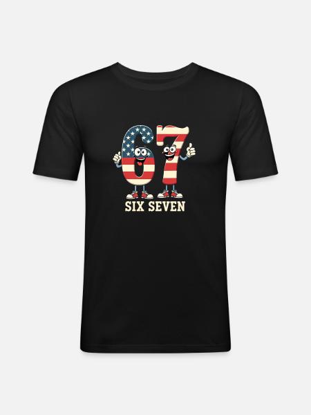US Flag 67 Memes Six Seven - Men's Slim Fit T-Shirt - black