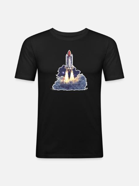 Astronomy Space Rocket Launch Exploration - Men's Slim Fit T-Shirt - black