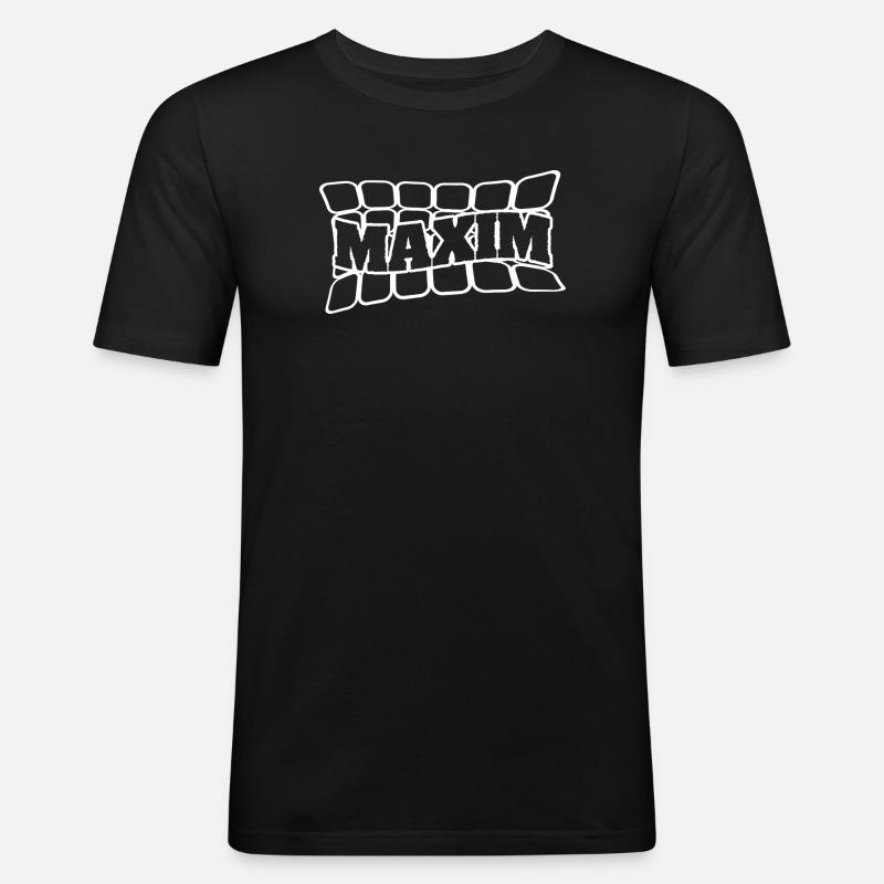 Name Maxim - Männer Slim Fit T-Shirt - Schwarz