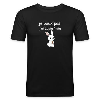 I can't I have Miniature Rabbit - Men's Slim Fit T-Shirt - black - Front - Nik (191cm)