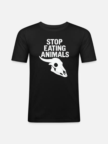 Stop Eating Animals – Protecting Animal Life - Men's Slim Fit T-Shirt - black