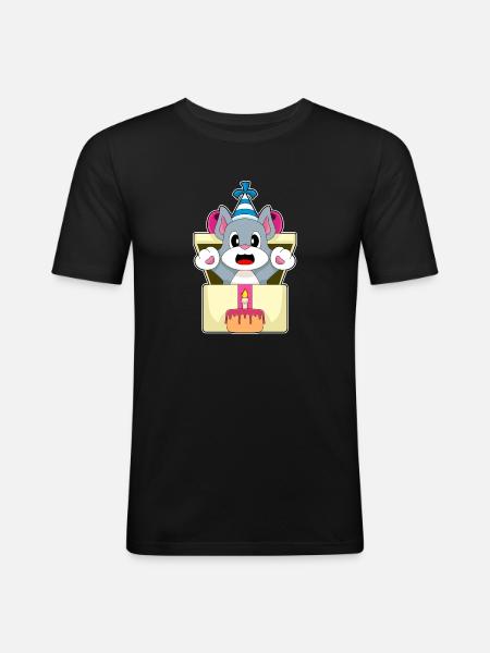 Cat Birthday Cake - Men's Slim Fit T-Shirt - black