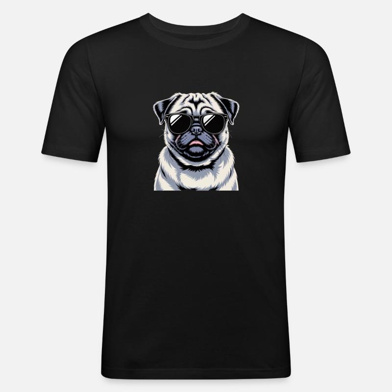 Mops - Männer Slim Fit T-Shirt - Schwarz