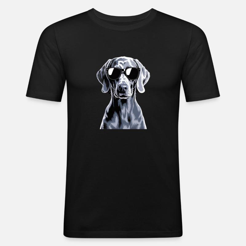 Weimaraner - Männer Slim Fit T-Shirt - Schwarz