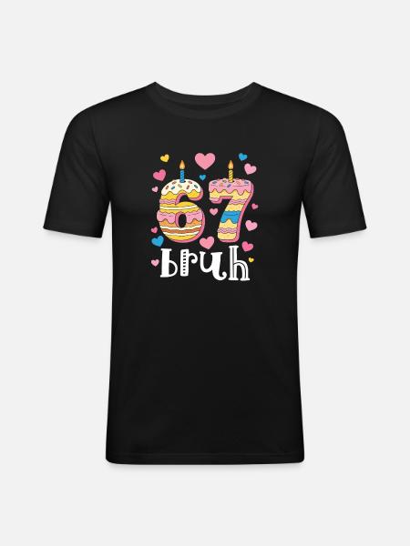 67 Birthday Donut Heart - Men's Slim Fit T-Shirt - black