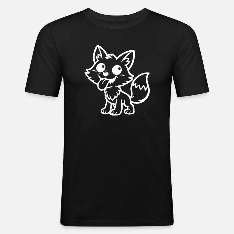 Fuchs Comic Lustig - Männer Slim Fit T-Shirt - Schwarz