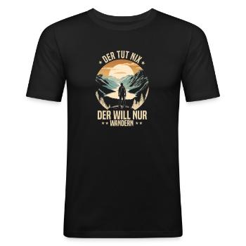 Der tut nix – der will nur wandern - Männer Slim Fit T-Shirt - Schwarz - Vorne - Nik (191cm)