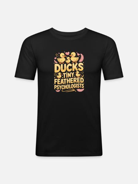 Ducks Tiny Feathered Psychologists Funny Ducks - Men's Slim Fit T-Shirt - black