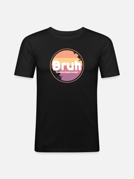 Bruh Retro Mom Logo - Männer Slim Fit T-Shirt - Schwarz