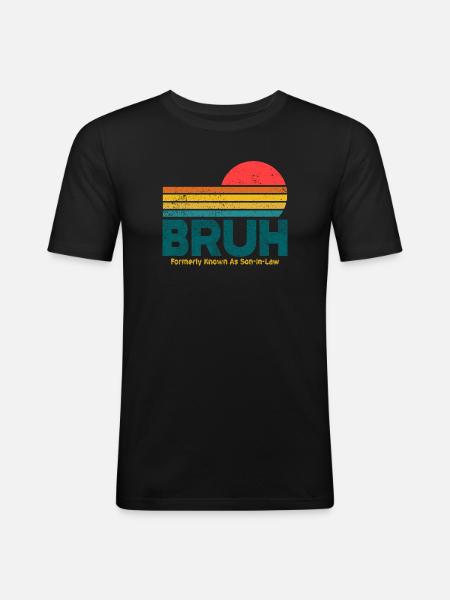Bruh Sunset Retro Meme Design - Men's Slim Fit T-Shirt - black