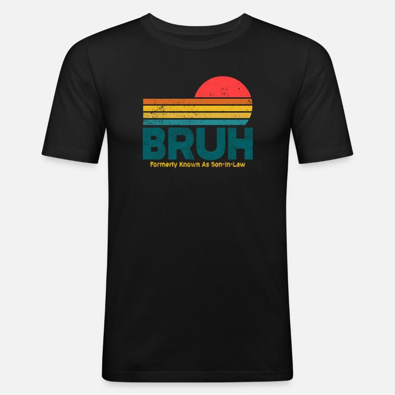 Bruh Sunset Retro-Meme-Design - Männer Slim Fit T-Shirt - Schwarz