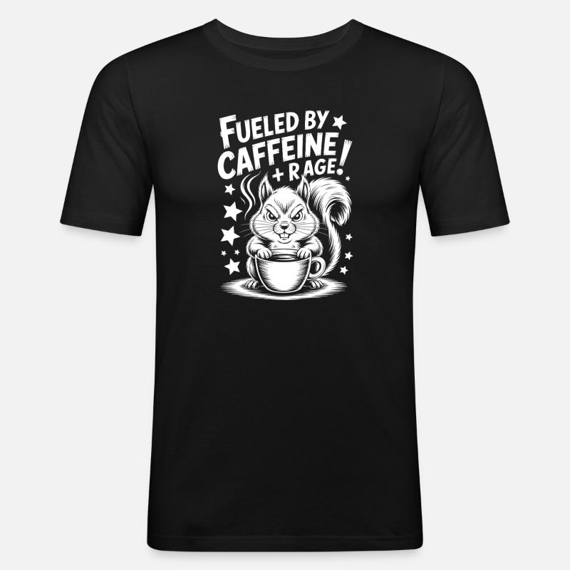 Kaffee Sprüche Koffein Lustiges Kaffee Geschenk - Männer Slim Fit T-Shirt - Schwarz