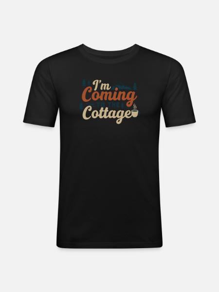 Ich komme zur Hütte - Männer Slim Fit T-Shirt - Schwarz