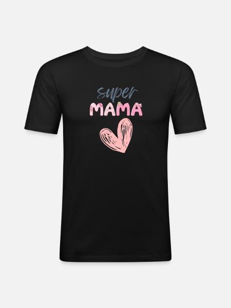 Super Mama - Heart Design - Men's Slim Fit T-Shirt - black