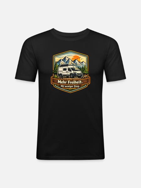 Camping-More Freedom-With Less Stuff-Camper - Men's Slim Fit T-Shirt - black