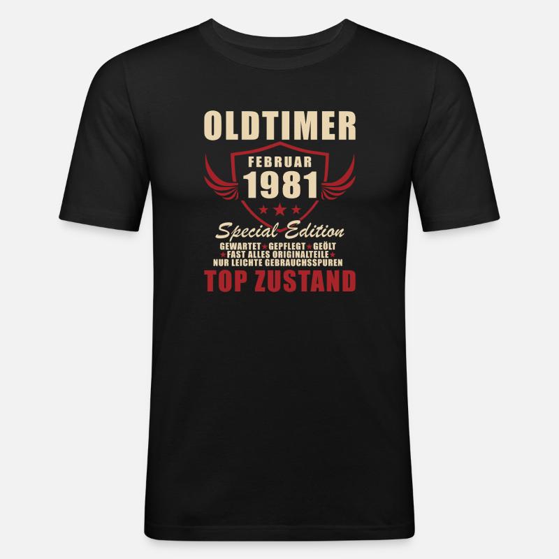 Février 1981 Anniversaire Oldtimer 1981 - T-shirt près du corps Homme - noir