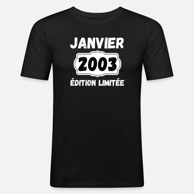 Januar 2003 Limited Edition Jubiläum - Männer Slim Fit T-Shirt - Schwarz