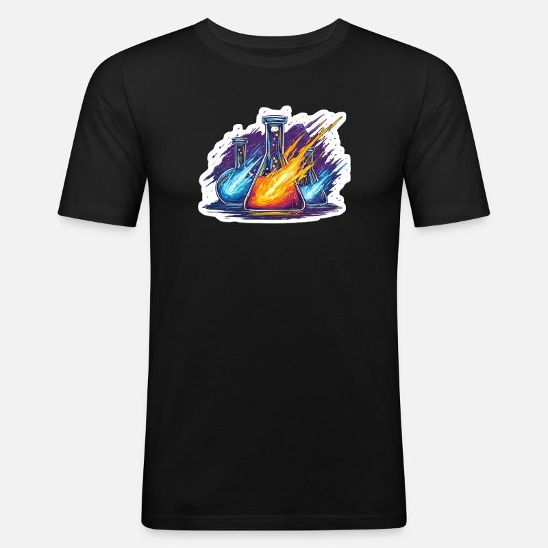 Labor-Geek-Quadrantiden-Meteorregen-Laborexperiment - Männer Slim Fit T-Shirt - Schwarz