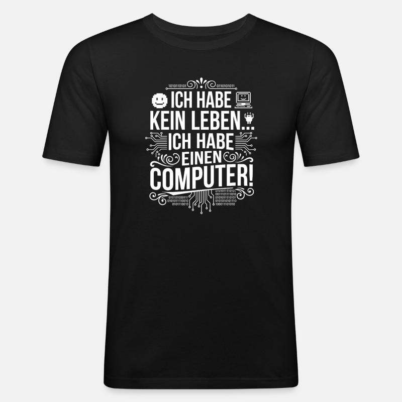 No life, only computers - Men's Slim Fit T-Shirt - black