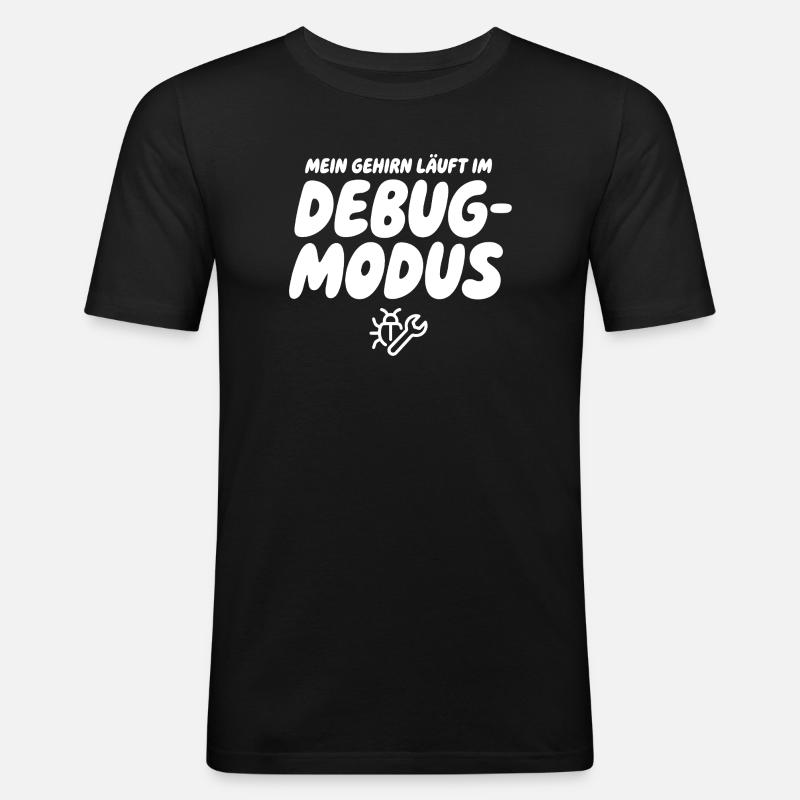 Gehirn im Debug-Modus – Humor Grafik - Männer Slim Fit T-Shirt - Schwarz