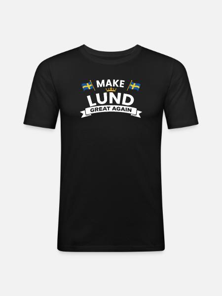 Lund City Pride Crest - Men's Slim Fit T-Shirt - black
