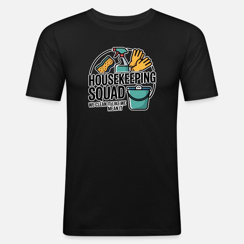 Lustiges Putzen Design - Männer Slim Fit T-Shirt - Schwarz