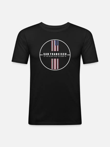San Francisco Coordinates - Men's Slim Fit T-Shirt - black