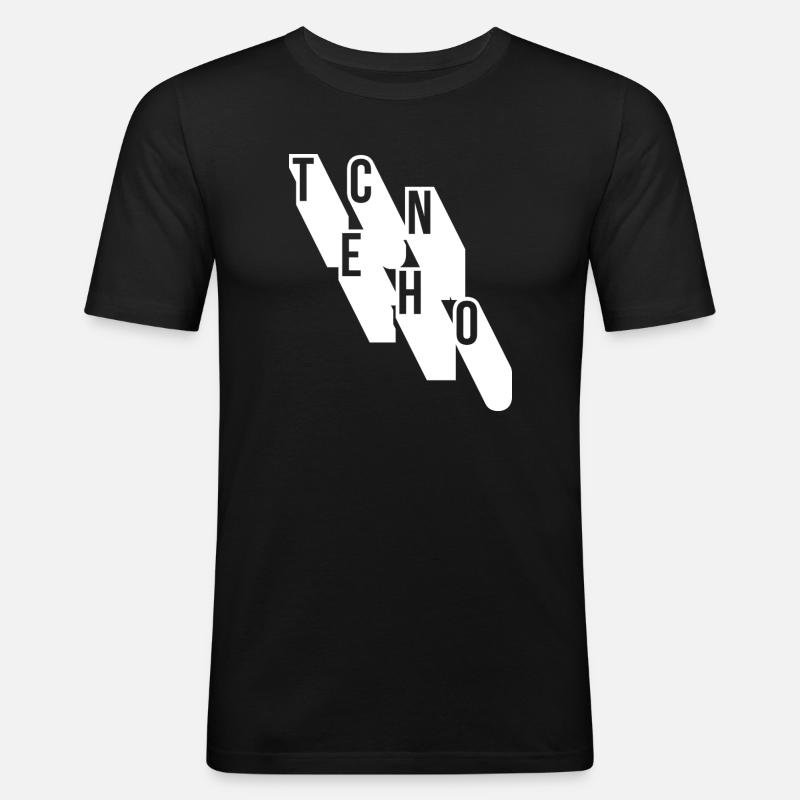 Techno-Musik geometrisches Logodesign - Männer Slim Fit T-Shirt - Schwarz