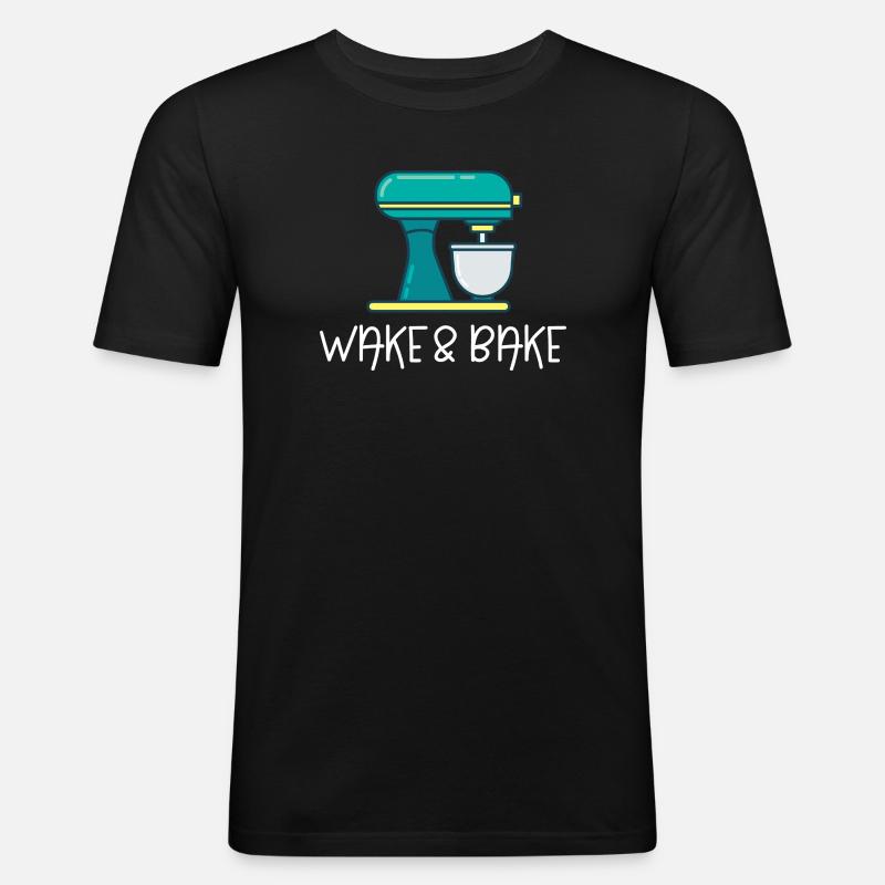 Aufwachen und Backen - Männer Slim Fit T-Shirt - Schwarz