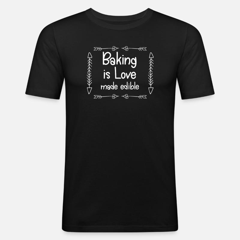Backen ist essbare Liebe - Männer Slim Fit T-Shirt - Schwarz