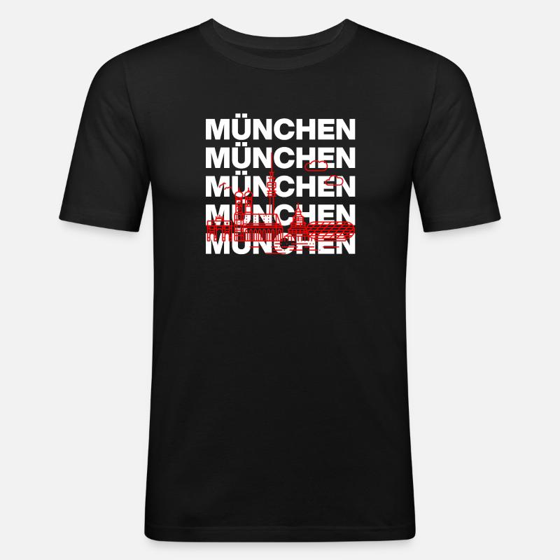 MÜNCHEN SKYLINE STACK – MIA SAN MUNICH - Männer Slim Fit T-Shirt - Schwarz