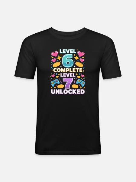 Level 6 Complete Level 7 Unlocked - Men's Slim Fit T-Shirt - black