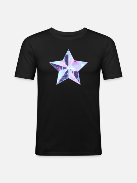 Pastellstern Neon Skyline - Männer Slim Fit T-Shirt - Schwarz