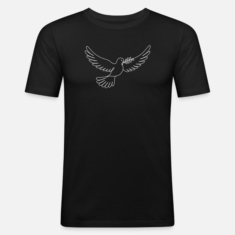 Taube Frieden - Männer Slim Fit T-Shirt - Schwarz
