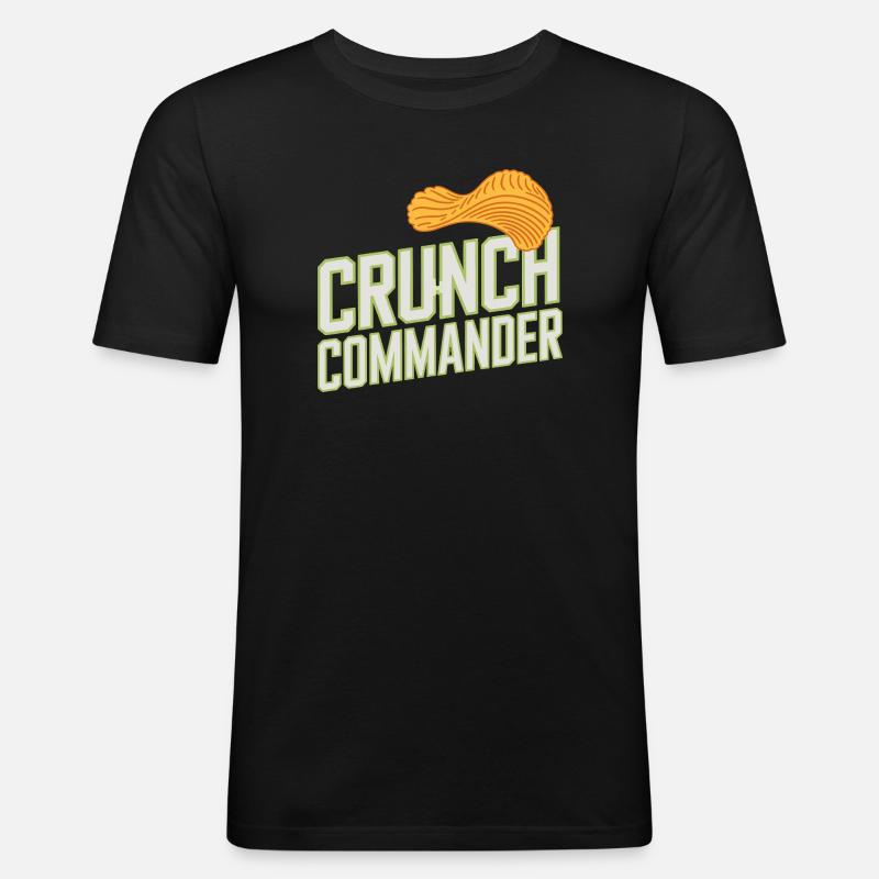  Crunch Commander Knabber Chips Fan Snack - Männer Slim Fit T-Shirt - Schwarz