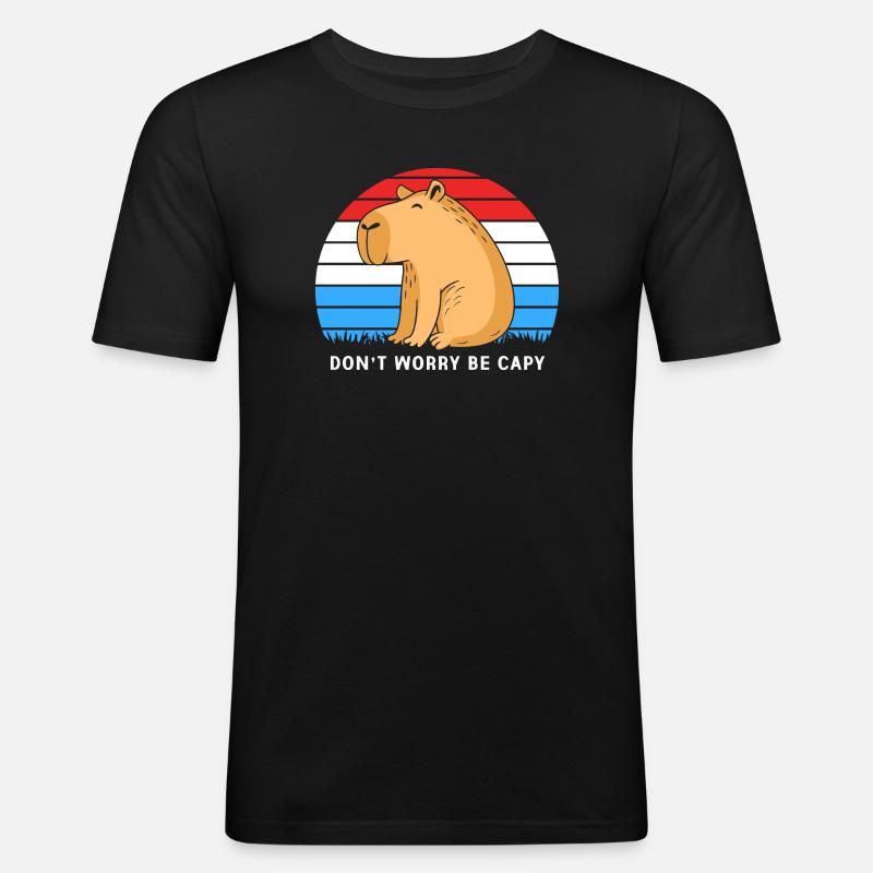 Capybara - Männer Slim Fit T-Shirt - Schwarz