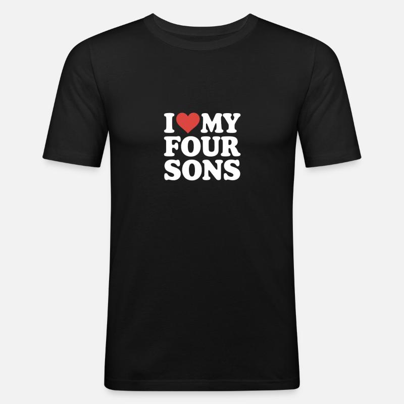 Ich liebe meine vier Söhne - Männer Slim Fit T-Shirt - Schwarz