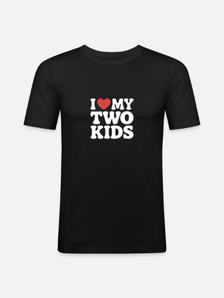Ich liebe meine zwei Kinder - Männer Slim Fit T-Shirt - Schwarz
