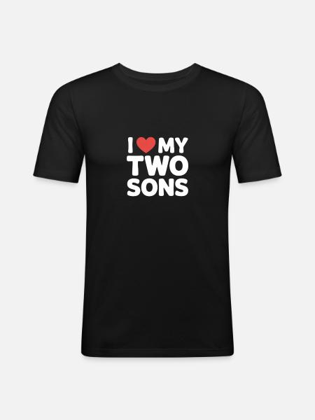 J’aime mes deux fils - T-shirt près du corps Homme - noir
