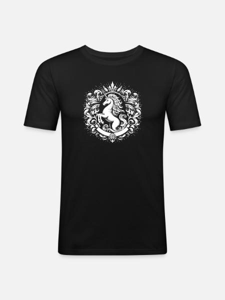 Unicorn crest - Men's Slim Fit T-Shirt - black
