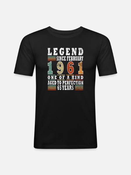 Février 1961 Jubilé 1961 Légendes Février - T-shirt près du corps Homme - noir