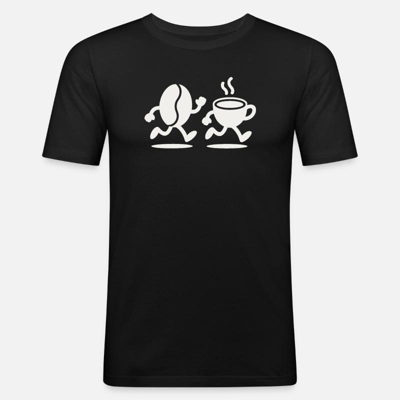 Caffeine Sprint: Bean & Cup Run - Men's Slim Fit T-Shirt - black