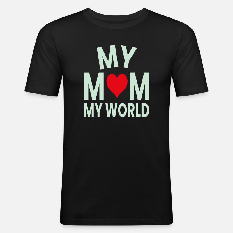 Meine Mutter Mein Weltherz - Männer Slim Fit T-Shirt - Schwarz