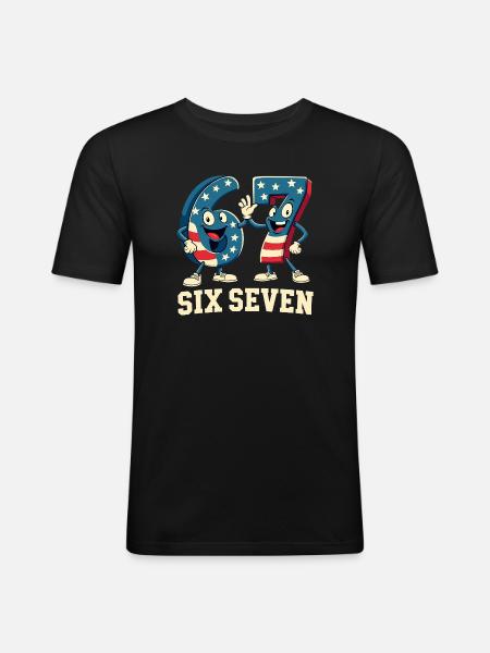 US Flag 67 Memes Six Seven - Men's Slim Fit T-Shirt - black