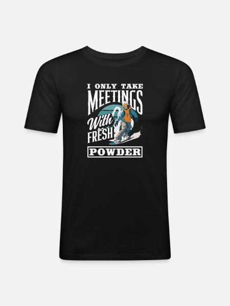Snowboarding Snowboard Meeting Chairlift - Men's Slim Fit T-Shirt - black